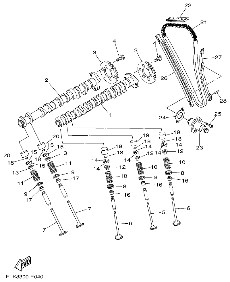 Yamaha F1KB VALVE parts diagram